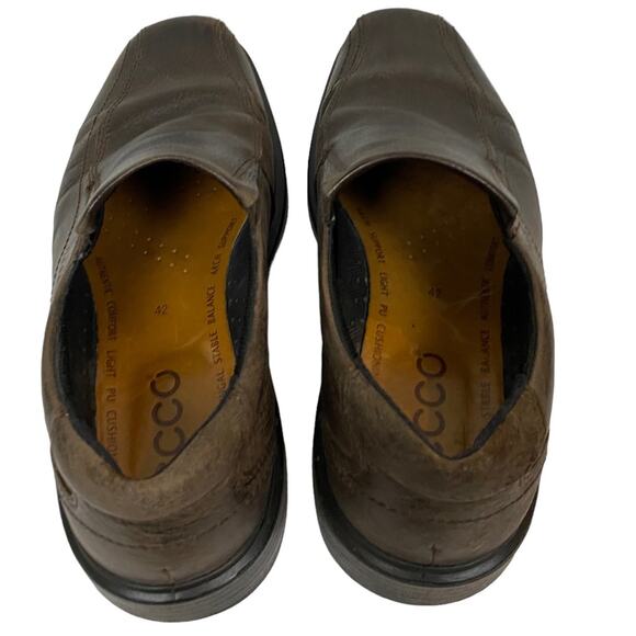 Ecco Brown Leather Square Toe Loafer Shoes EU 42 US 8-8.5 - Picture 6 of 10